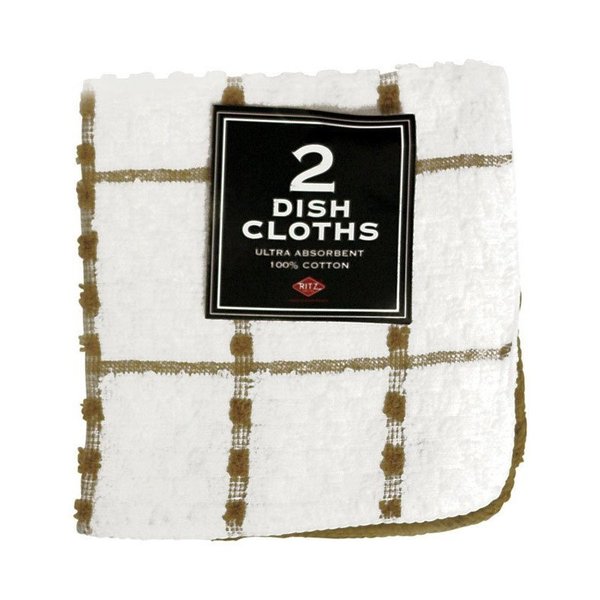 Ritz Biscotti Cotton Check/Solid Dish Cloth , 2PK 27578